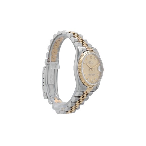 Rolex 68273 Datejust 31mm Two Tone Champagne Diamond Dial Fluted Jubilee Watch - Picture 4 of 10